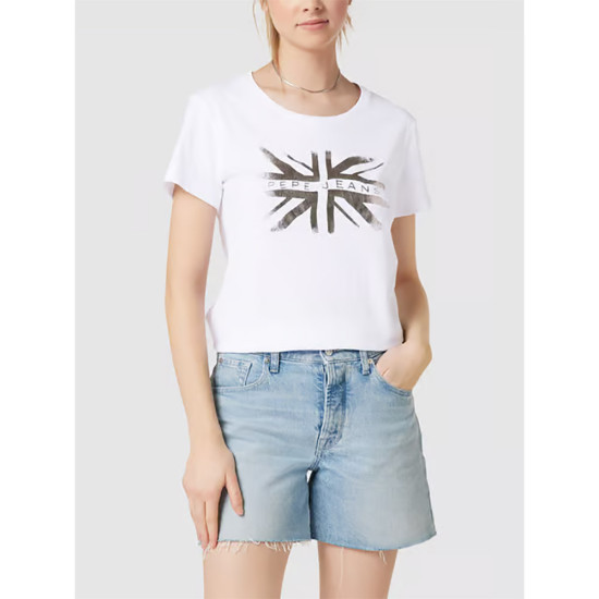 Pepe Jeans Γυναικεία κοντομάνικη μπλούζα Lali Metallic Logo Cotton T-Shirt